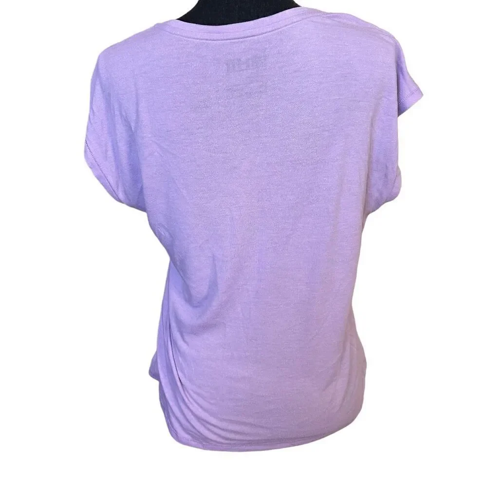 NIKE Women’s DRI-FIT Club Sheer Boxy Logo Short Sleeve T-Shirt Tops Light Purple